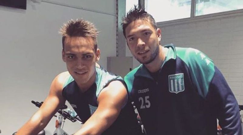 Lautaro Martínez entrenando en Racing.