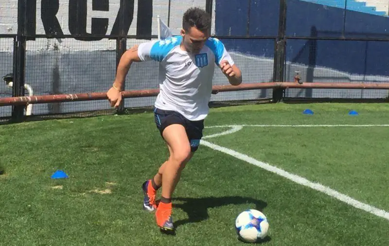 Lautaro Martínez en el entrenamiento de Racing. 