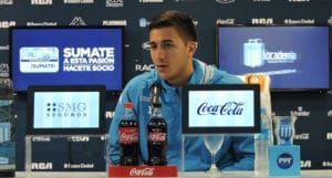 Juan Musso, en conferencia de prensa en Racing.