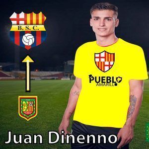 Juan Dinenno, con la camiseta de un grande de Ecuador: la del Barcelona.