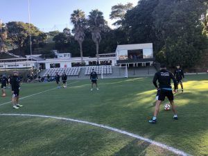 El equipo, en tierra de Mineiro.