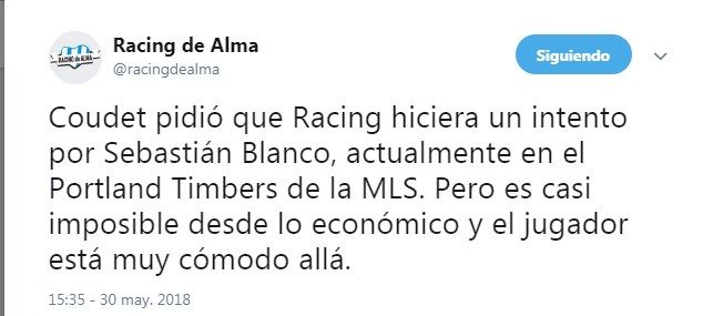 Blanco a Racing