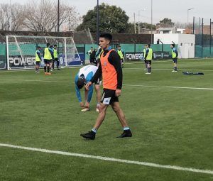 Pol Fernández, en la práctica de Racing.