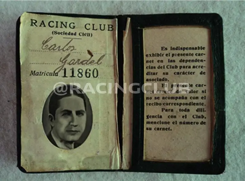El carnet de Racing de Gardel.