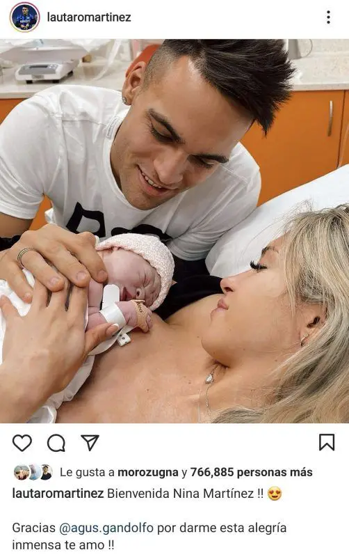 Lautaro Martínez fue papá y recibió un mimo de Racing