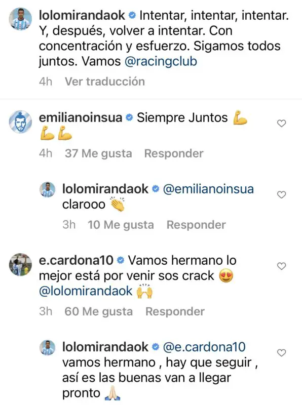 Racing, Cardona, Miranda.