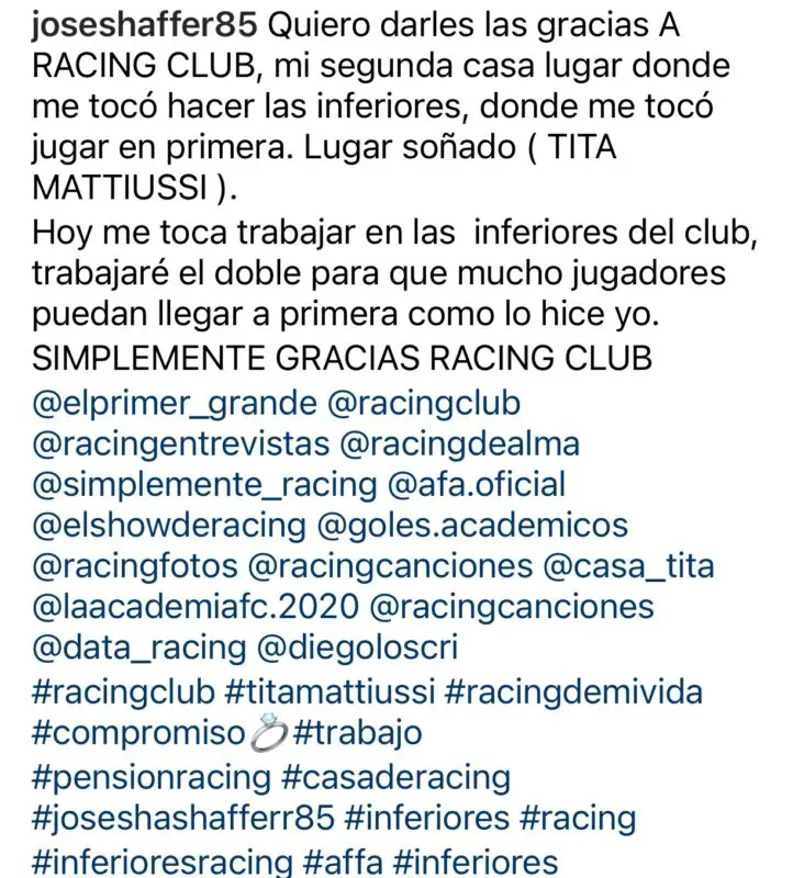 Racing, Shaffer, Inferiores.