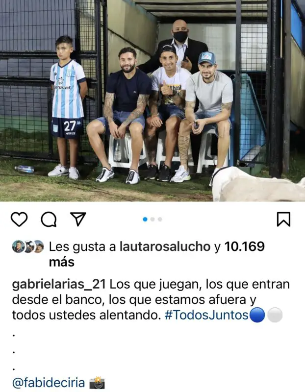 Racing Arias mensaje Talleres