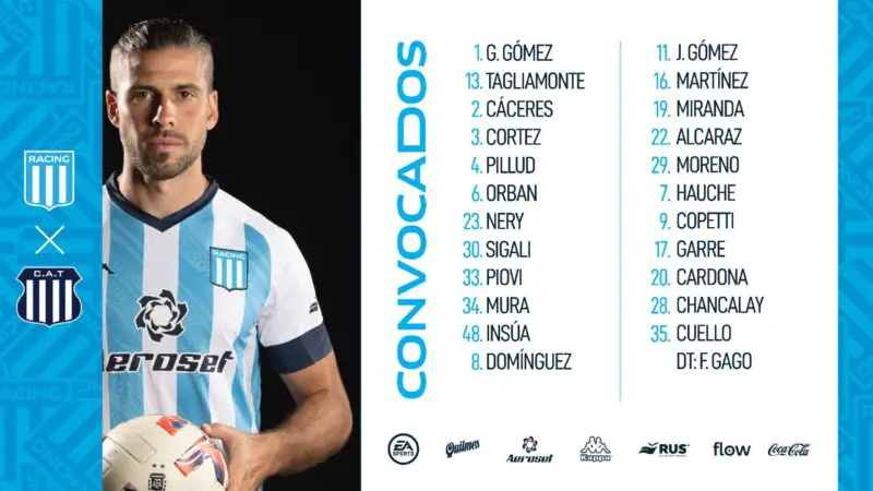 Racing Talleres formaciones árbitro 