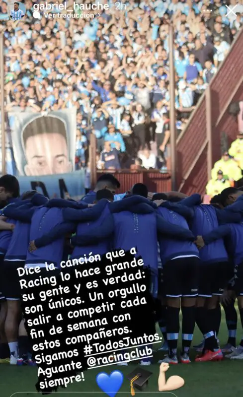 Racing Hauche mensaje lesión