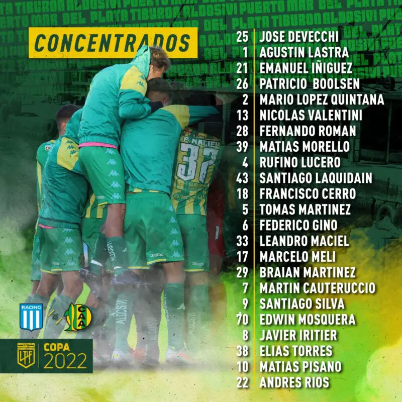 Racing Aldosivi formaciones árbitro