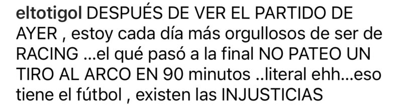 Racing Boca Toti Iglesias