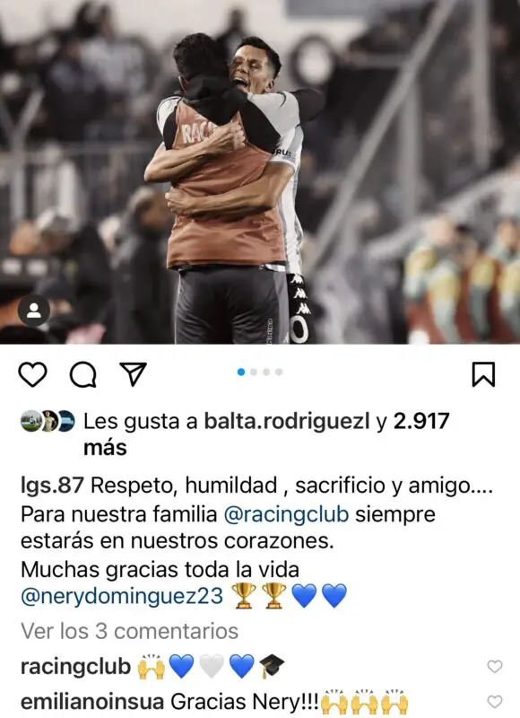 Racing Sigali Nery mensaje