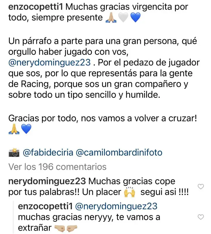 Racing Mena Nery mensaje