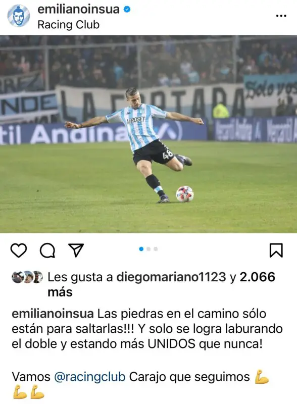 Racing Insúa mensaje