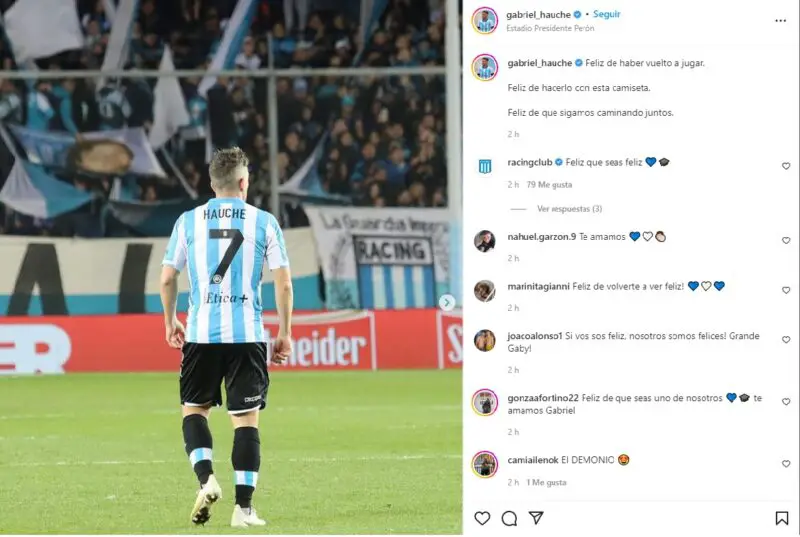 Hauche explotó de felicidad en Racing