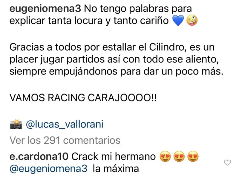 Racing Mena clásico mensaje