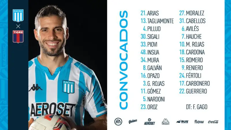 Racing Tigre formaciones árbitro