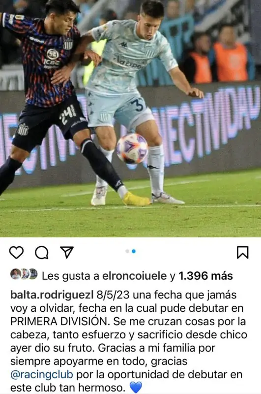 Baltasar Rodríguez debut Racing 