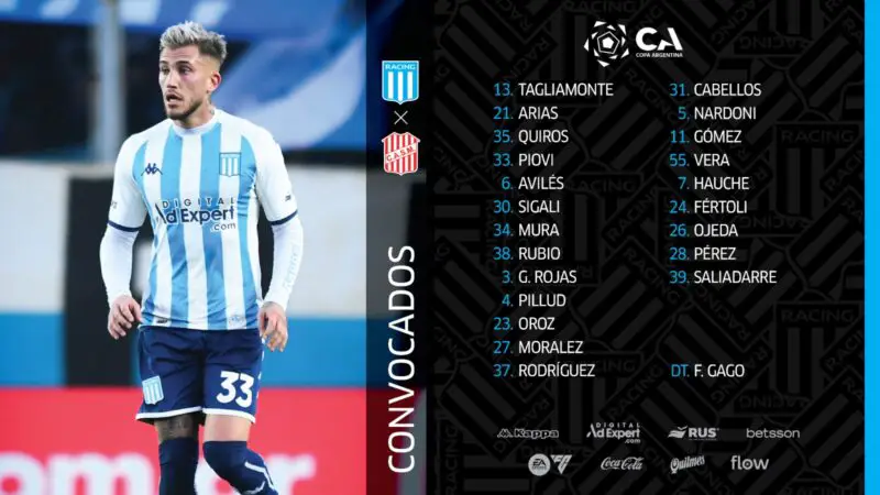 Racing San Martín Formaciones árbitro TV