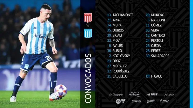 Racing Estudiantes Formaciones árbitro tv