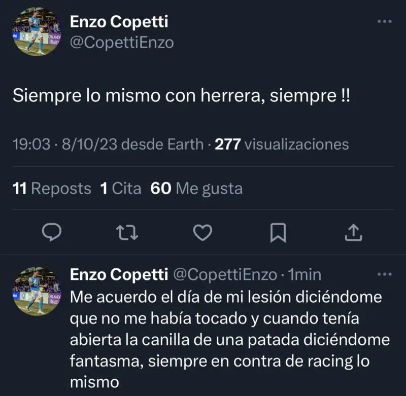 Racing Copetti árbitro Herrera