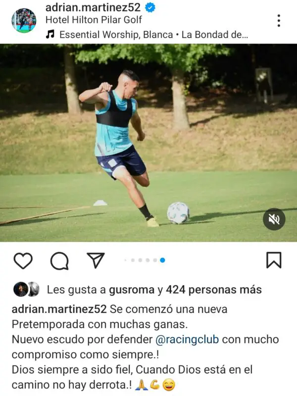 Racing Adrián Martínez pretemporada