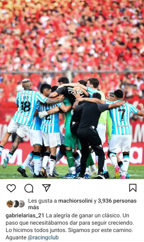 Racing mensajes jugadores clásico