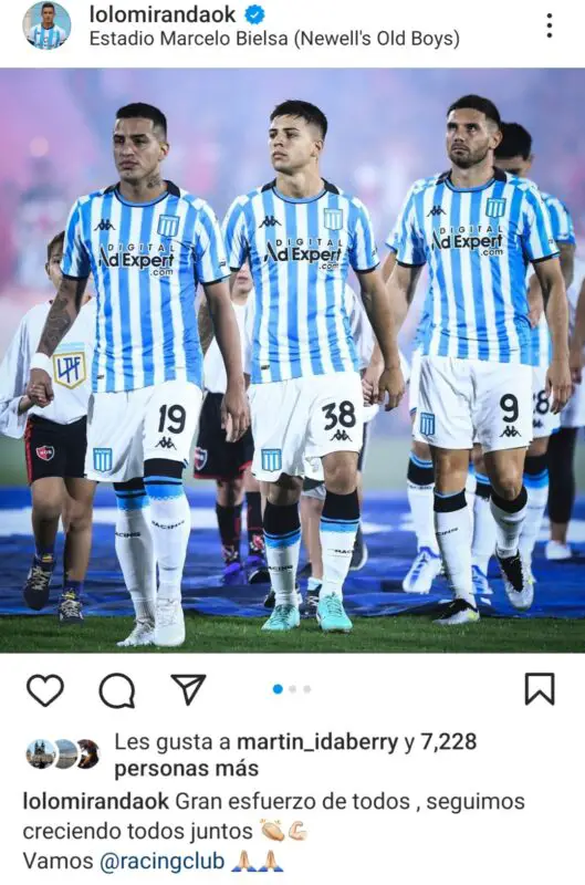 Racing mensajes jugadores clásico