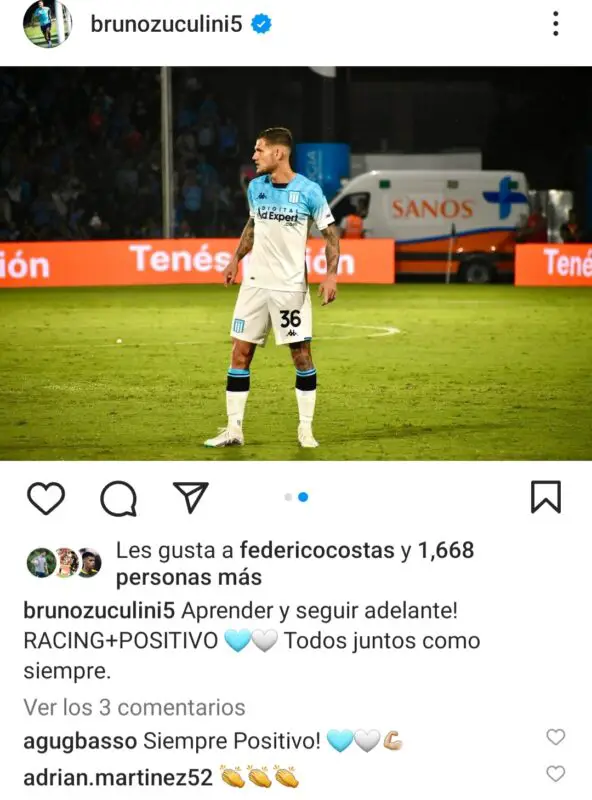 Racing mensaje Zuculini