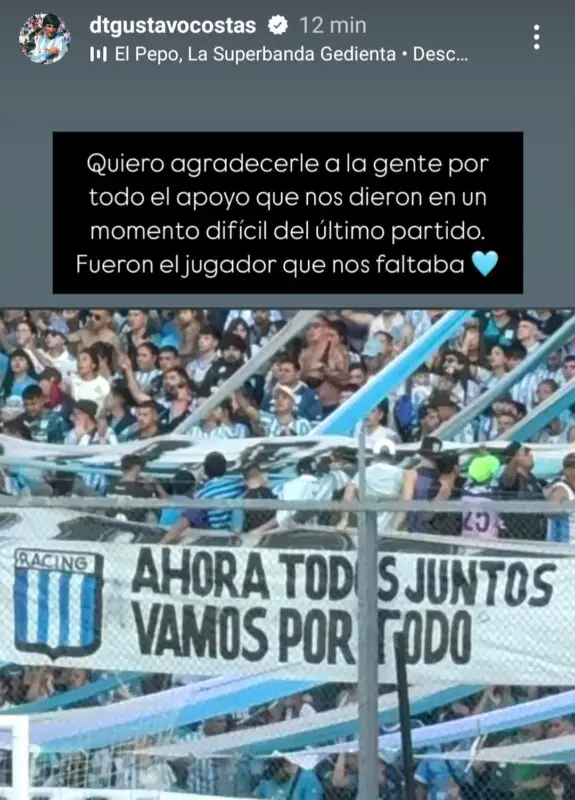 Racing Costas mensaje