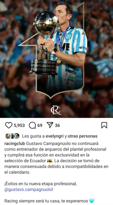 Racing Campagnuolo entrenador arqueros