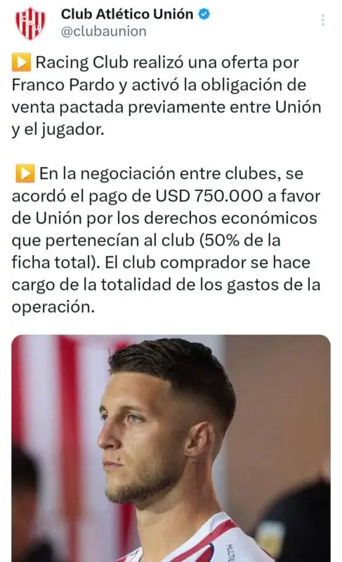 Racing Pardo cláusula refuerzo