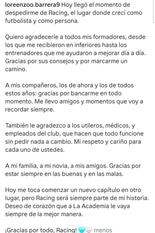 Mercado de pases Racing libres