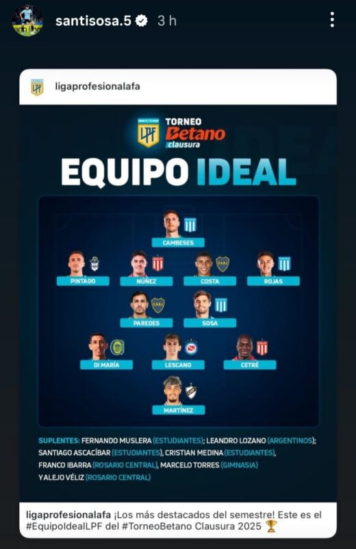 Racing 11 ideal Liga 