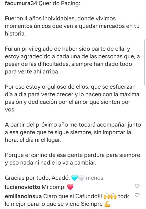 Mura despedida Racing