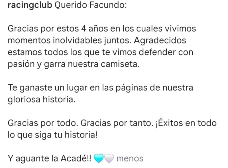 Mura despedida Racing