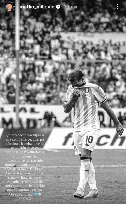 Miljevic en Racing expulsión