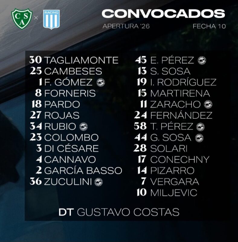 Sarmiento - Racing formaciones árbitro