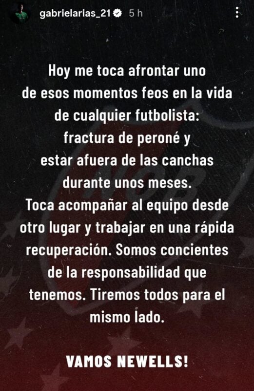 Arias Racing Newell's lesión