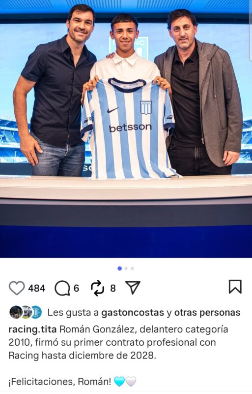 Juvenil de Racing Román González contrato