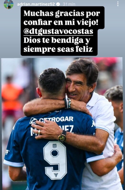 Jugadores Racing mensajes Costas