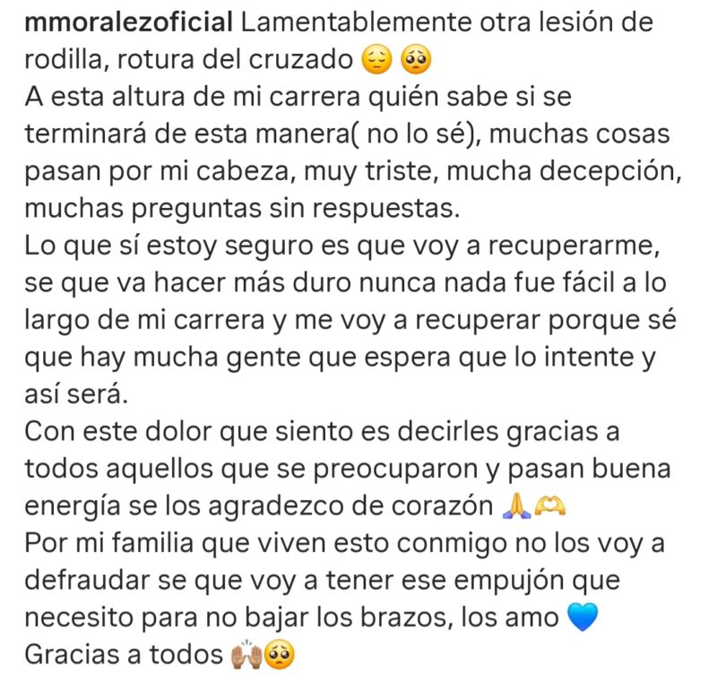 Moralez Racing lesión